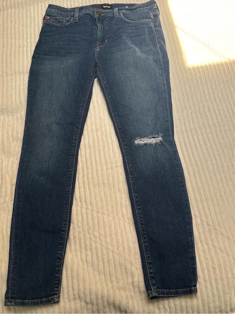 Hudson Jeans Women's Blue Skinny Jeans with Knee Distress